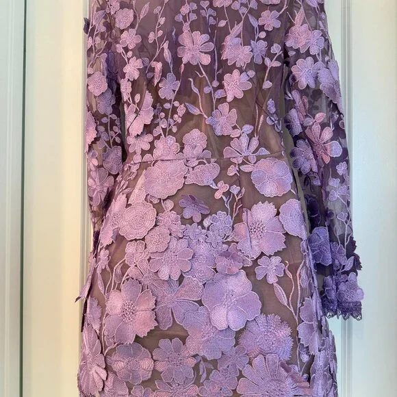 NWOT Bronx and Banco BOUQUET MARAYA LILAC LONG SLEEVE MINI DRESS - Picture 4 of 11